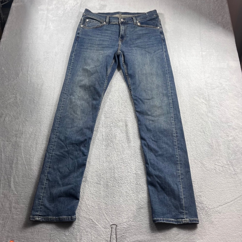 7 For All Mankind Slimmy Slim Straight Leg Jeans Mens 33 Blue Medium Wash